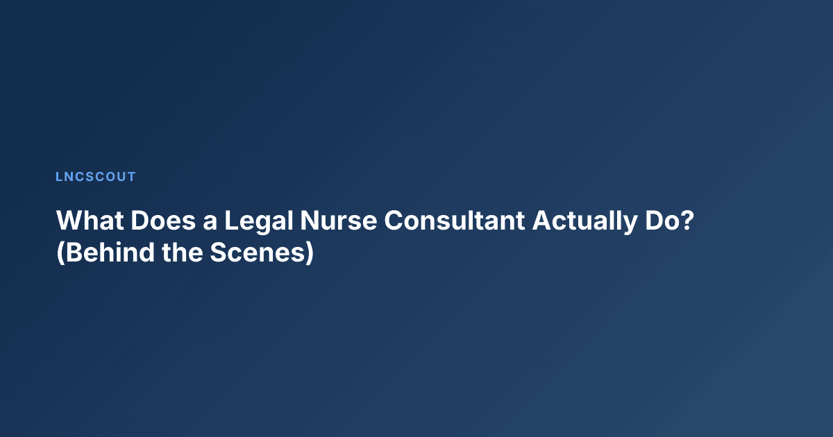 What Does a Legal Nurse Consultant Actually Do? (Behind the Scenes)